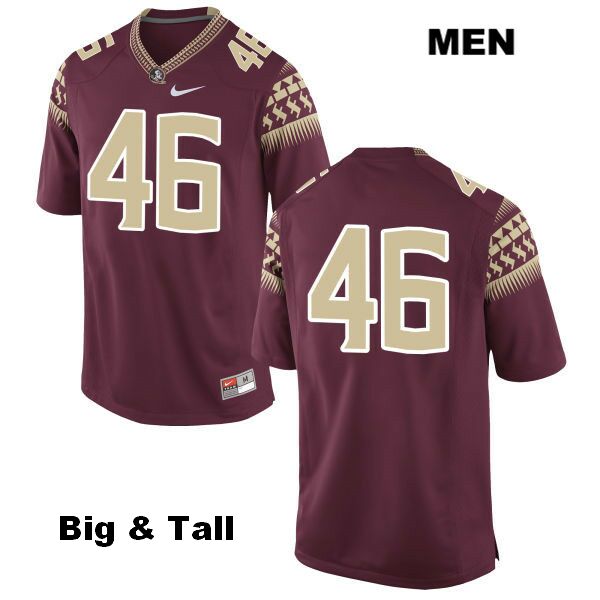 Men's NCAA Nike Florida State Seminoles #46 John Moschella III College Big & Tall No Name Red Stitched Authentic Football Jersey WPM7769QR